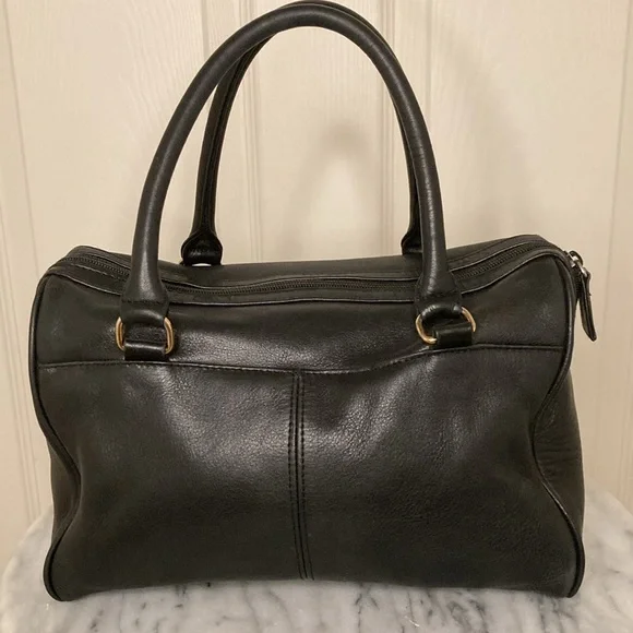 Etienne Aigner Classic Black Leather Satchel - Picture 2 of 6